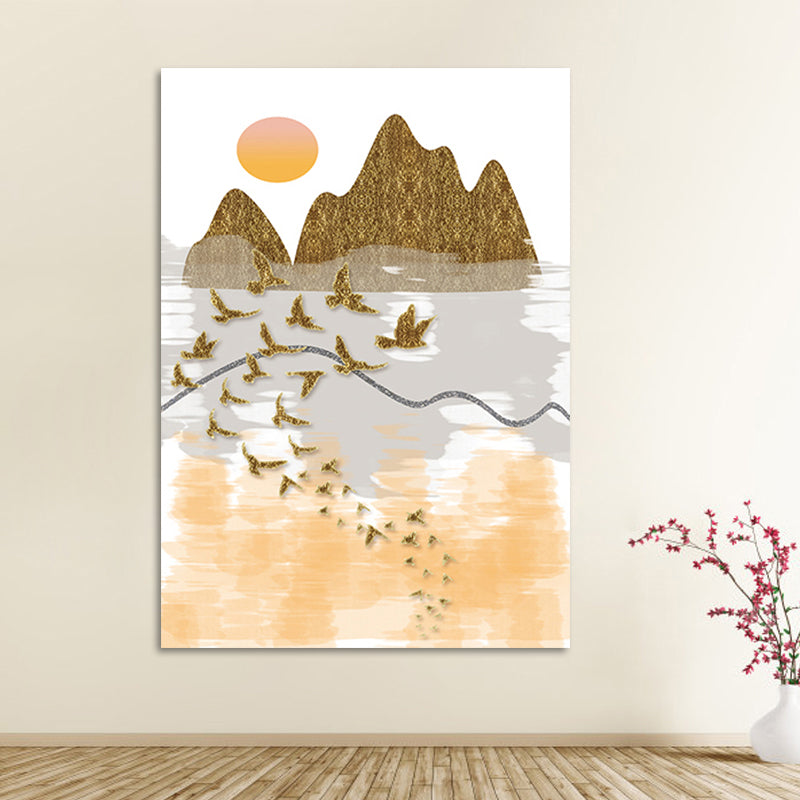 Asian Mountain Landscape Canvas Art Purple Textured Wall Decor for House Interior - Clearhalo - 'Arts' - 'Canvas Art' - 1654211