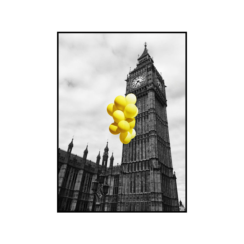 Photo Architecture Wall Art Vintage Textured House Interior Canvas Print in Yellow and Grey Clearhalo 'Art Gallery' 'Canvas Art' 'Contemporary Art Gallery' 'Modern' Arts' 1654291