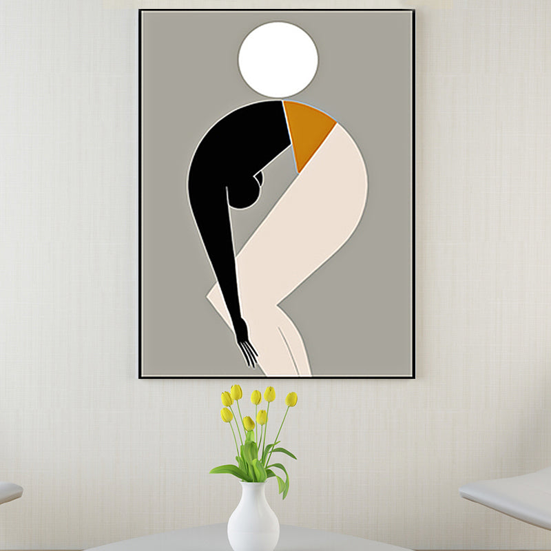 Black Nordic Wall Art Decor Abstract Sport Man with Ball Canvas Print for Living Room Black Clearhalo 'Arts' 'Canvas Art' 1655116