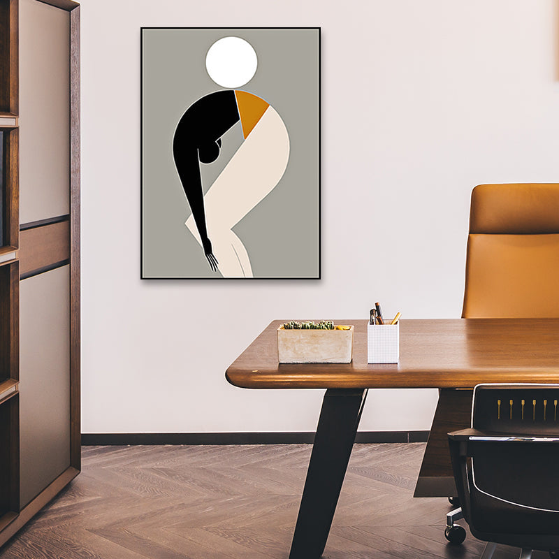 Black Nordic Wall Art Decor Abstract Sport Man with Ball Canvas Print for Living Room Clearhalo 'Arts' 'Canvas Art' 1655118