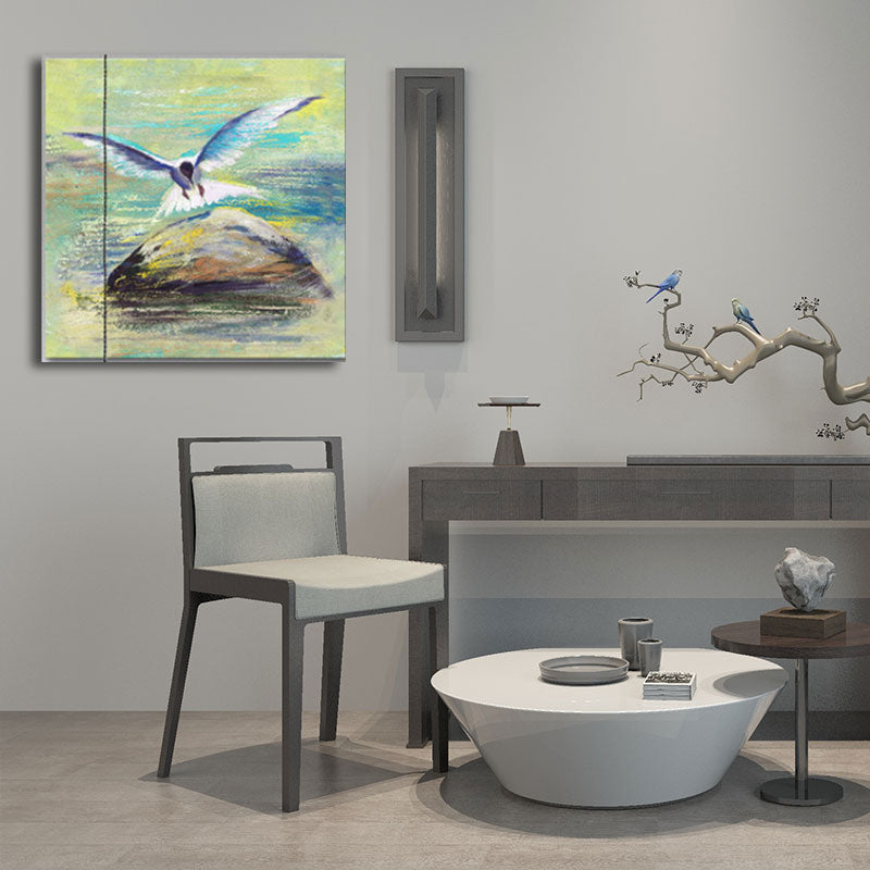 Seagull Painting Canvas Art French Country Textured Wall Decor in Green for Home Clearhalo 'Art Gallery' 'Canvas Art' 'Country Art Gallery' 'French Country' 'Rustic' Arts' 1655208