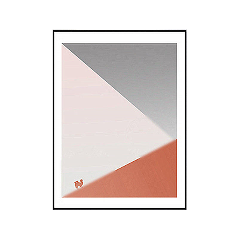 Camel and Geometric Wall Art Pink Canvas Painting Textured for Living Room, Multiple Sizes Available Clearhalo 'Art Gallery' 'Canvas Art' 'Contemporary Art Gallery' 'Contemporary Art' 'Minimalism' 'Minimalist Art Gallery' 'Scandinavian' Arts' 1655411