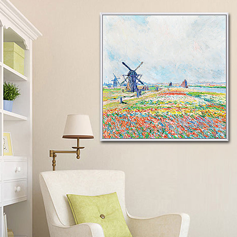 Poppy Field Monet Painting Farmhouse Poetic Landscape Canvas Wall Art in Green-Purple Green Design 1 Clearhalo 'Art Gallery' 'Canvas Art' 'Country Art Gallery' 'French Country' 'Rustic' Arts' 1655443