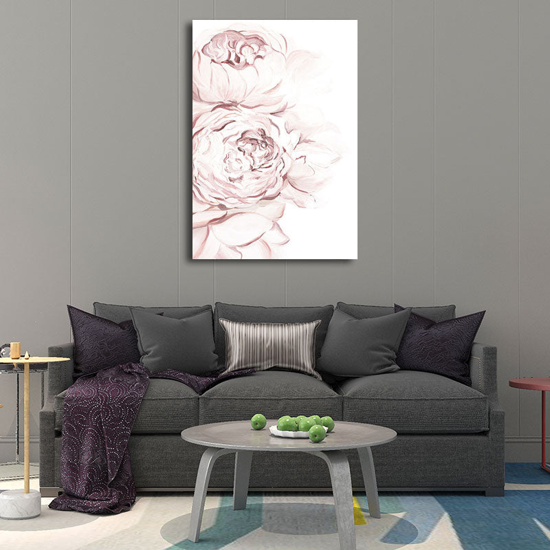 Pink Flower Blossom Wall Decor Textured Surface Canvas Wall Art for Girls Bedroom Pink Design 2 Clearhalo 'Art Gallery' 'Canvas Art' 'Country Art Gallery' 'French Country' 'Rustic' Arts' 1655552