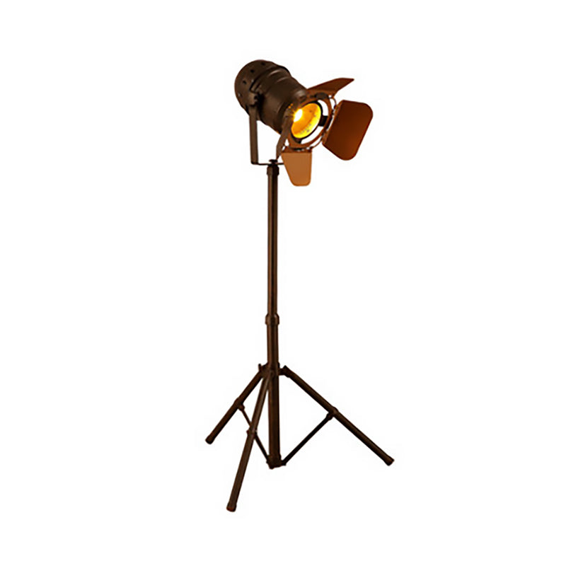 Antique Stylish Tripod Standing Floor Lamp 1/2-Light Metallic Rotatable Floor Light in Dark Rust for Living Room Clearhalo 'Floor Lamps' 'Lamps' Lighting' 165570