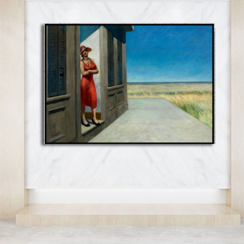 Carolina Morning Canvas Wall Art Traditional Textured Painting in Red for Bedroom Red Clearhalo 'Art Gallery' 'Canvas Art' 'Traditional' Arts' 1655774