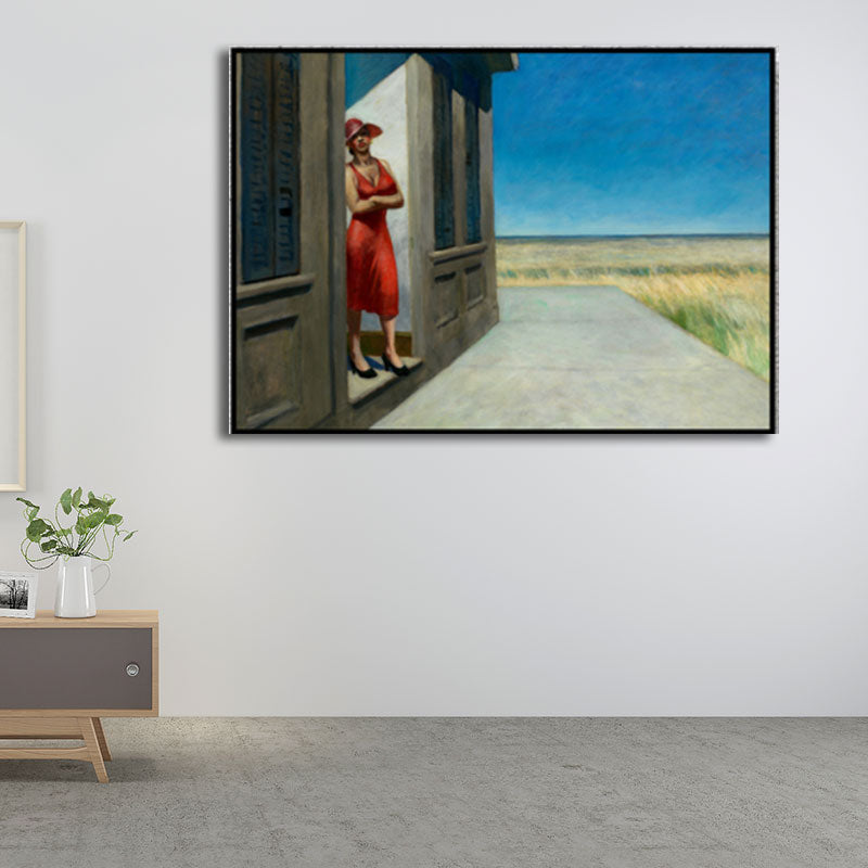 Carolina Morning Canvas Wall Art Traditional Textured Painting in Red for Bedroom Clearhalo 'Art Gallery' 'Canvas Art' 'Traditional' Arts' 1655775