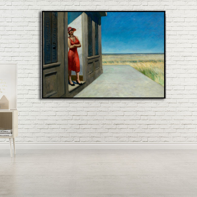 Carolina Morning Canvas Wall Art Traditional Textured Painting in Red for Bedroom Clearhalo 'Art Gallery' 'Canvas Art' 'Traditional' Arts' 1655776