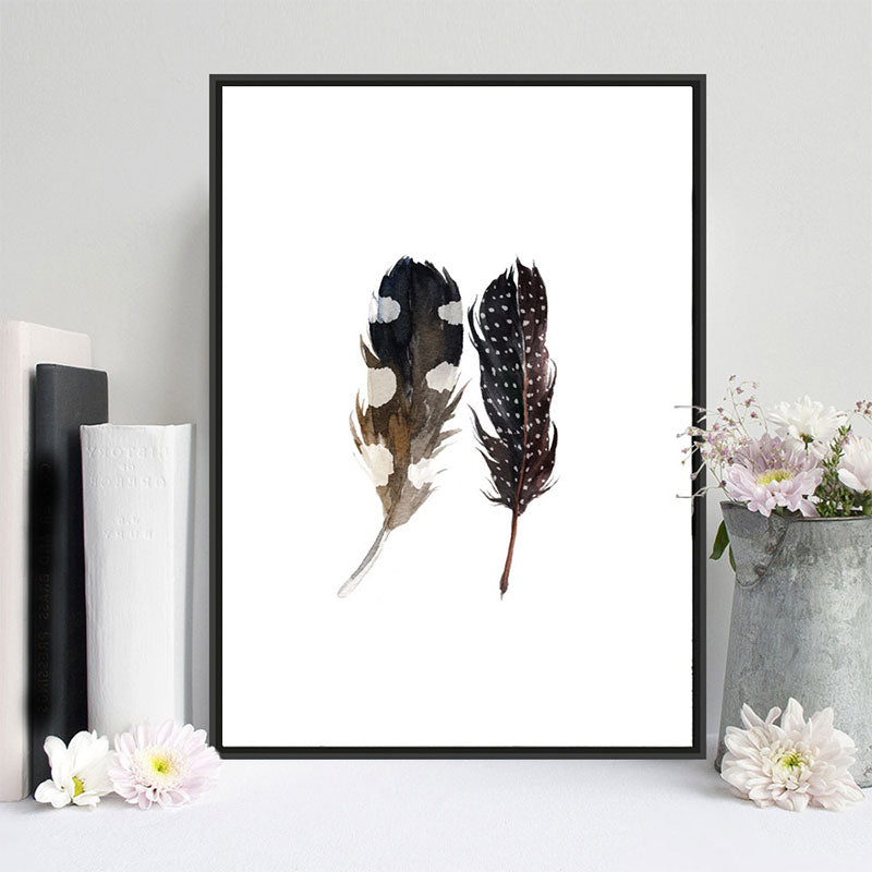 Black Feathers Wall Art Textured Surface Minimalism Dining Room Canvas Print Black Design 2 Clearhalo 'Art Gallery' 'Canvas Art' 'Contemporary Art Gallery' 'Contemporary Art' 'Minimalism' 'Minimalist Art Gallery' 'Scandinavian' Arts' 1655825