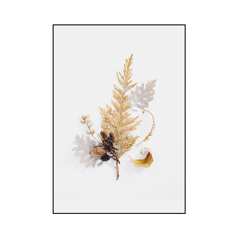 Canvas Home Decor Wall Art Minimalism Leaf and Gold Powder Paintings in Light Color Clearhalo 'Art Gallery' 'Canvas Art' 'Contemporary Art Gallery' 'Modern' Arts' 1656132