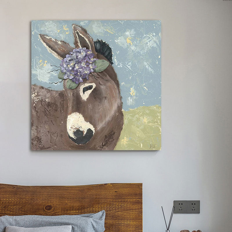 Country Farm Animal Painting Art Print Soft Color Bedroom Wall Decoration, Textured Brown Clearhalo 'Art Gallery' 'Canvas Art' 'Country Art Gallery' 'French Country' 'Rustic' Arts' 1656297