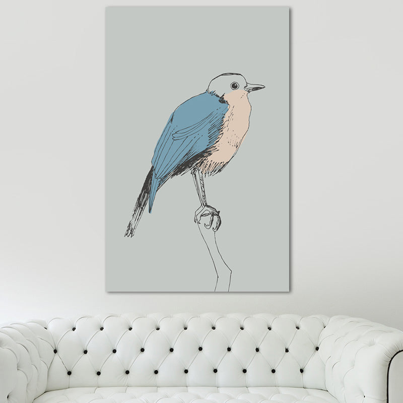 Canvas Blue Wall Decor Minimalist Bird Art Print for Nursery, Multiple Size Options Blue Clearhalo 'Art Gallery' 'Canvas Art' 'Kids' Arts' 1656669