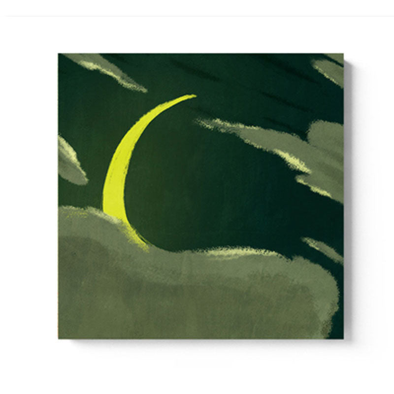 Moon Behind the Cloud Canvas Print Dark Color Childrens Art Painting for Kids Room Clearhalo 'Art Gallery' 'Canvas Art' 'Kids' Arts' 1657012