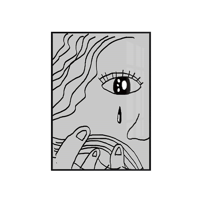 Minimalism Sadness Girls Canvas Kitchen Wall Decor in Gray, Multiple Sizes Options Clearhalo 'Art Gallery' 'Canvas Art' 'Contemporary Art Gallery' 'Contemporary Art' 'Minimalism' 'Minimalist Art Gallery' 'Scandinavian' Arts' 1657162