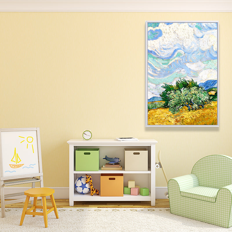 Farmhouse Autumn Wheat Field Painting Green-Yellow Van Gogh Wall Art for Home Green Design 1 Clearhalo 'Art Gallery' 'Canvas Art' 'Country Art Gallery' 'French Country' 'Rustic' Arts' 1657445