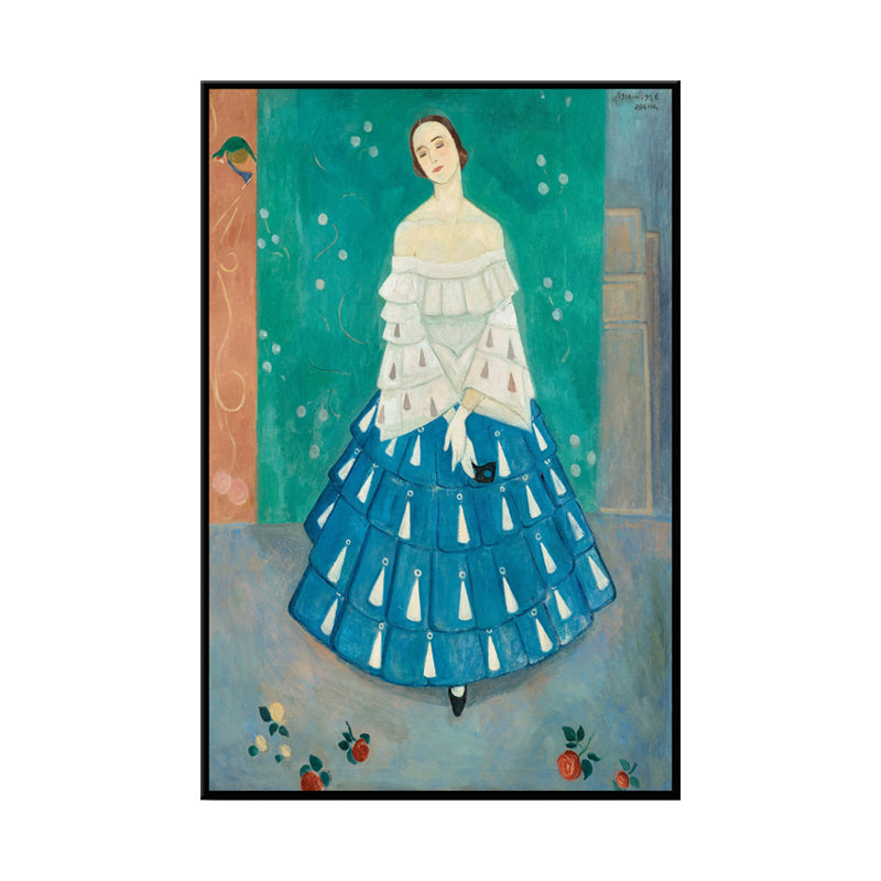 Pastel Color Maiden Portrait Painting Textured Traditional Girls Bedroom Wall Art Clearhalo 'Art Gallery' 'Canvas Art' 'Traditional' Arts' 1657702