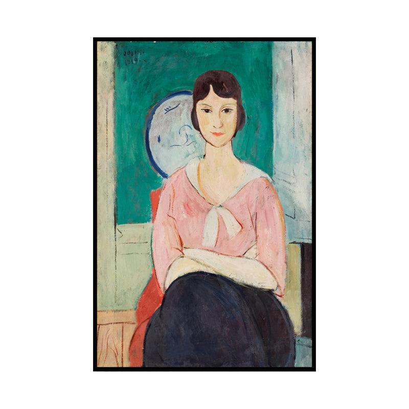 Pastel Color Maiden Portrait Painting Textured Traditional Girls Bedroom Wall Art Clearhalo 'Art Gallery' 'Canvas Art' 'Traditional' Arts' 1657709