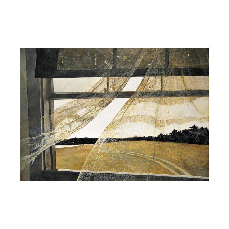 Rural Winter Landscape Painting Canvas Textured Dark Color Wall Art for Home Clearhalo 'Art Gallery' 'Canvas Art' 'Country Art Gallery' 'French Country' 'Rustic' Arts' 1657713