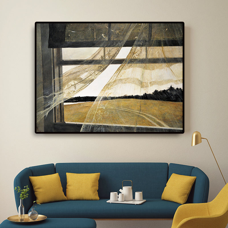 Rural Winter Landscape Painting Canvas Textured Dark Color Wall Art for Home Clearhalo 'Art Gallery' 'Canvas Art' 'Country Art Gallery' 'French Country' 'Rustic' Arts' 1657720