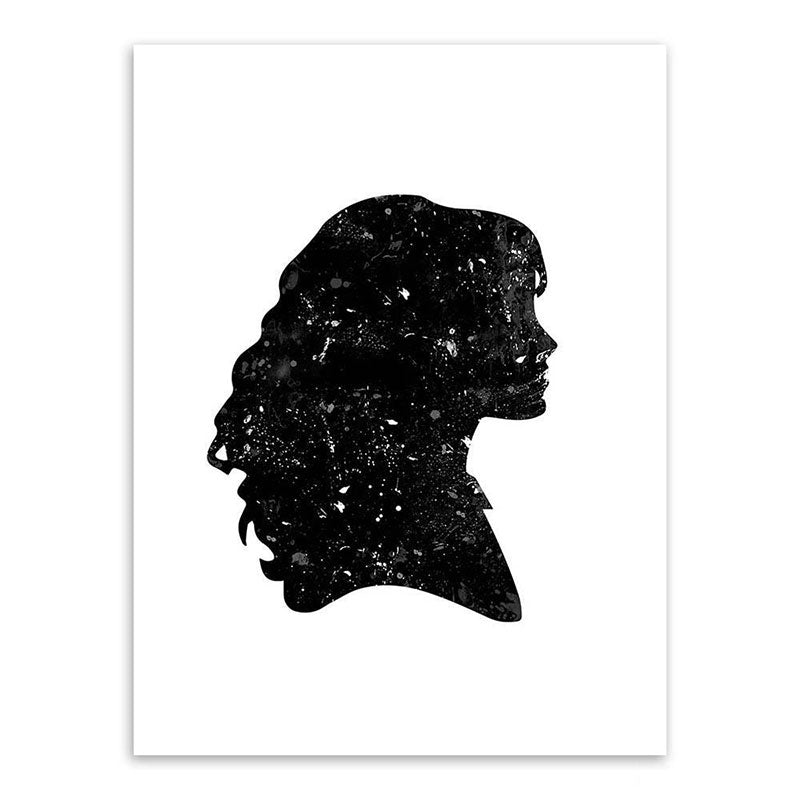 Minimalistic Side Face Wall Decor Black Literature Character Canvas Wall Art for Corridor Clearhalo 'Art Gallery' 'Canvas Art' 'Contemporary Art Gallery' 'Contemporary Art' 'Minimalism' 'Minimalist Art Gallery' 'Scandinavian' Arts' 1657764
