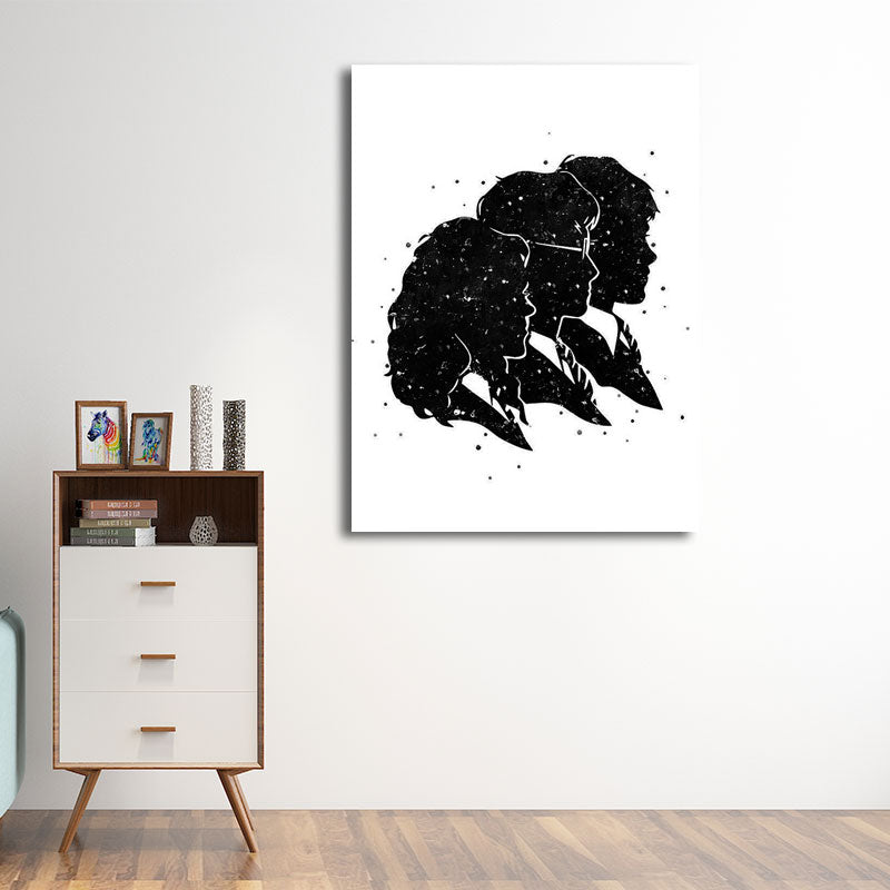 Minimalistic Side Face Wall Decor Black Literature Character Canvas Wall Art for Corridor Black Design 4 Clearhalo 'Art Gallery' 'Canvas Art' 'Contemporary Art Gallery' 'Contemporary Art' 'Minimalism' 'Minimalist Art Gallery' 'Scandinavian' Arts' 1657769
