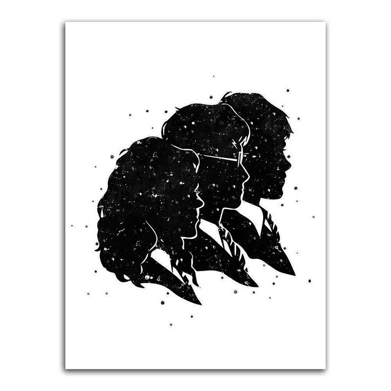 Minimalistic Side Face Wall Decor Black Literature Character Canvas Wall Art for Corridor Clearhalo 'Art Gallery' 'Canvas Art' 'Contemporary Art Gallery' 'Contemporary Art' 'Minimalism' 'Minimalist Art Gallery' 'Scandinavian' Arts' 1657772