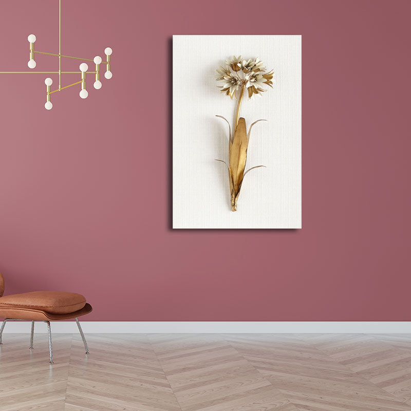 Gold Nordic Canvas Art Branch of Blooming Flower Wall Decoration for Living Room