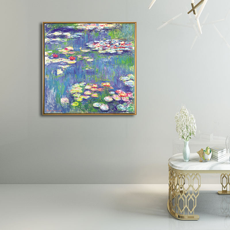 Picturesque Lotus Pond Canvas Art for Living Room Scenery Painting in Bright Color Clearhalo 'Art Gallery' 'Canvas Art' 'Traditional' Arts' 1657797