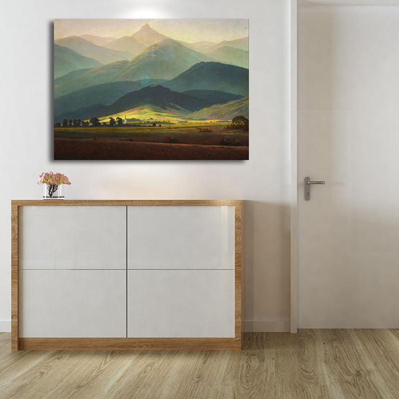 Green Smokey Mountain Layers Canvas Nature Scenery Modern Sitting Room Wall Art Print Clearhalo 'Art Gallery' 'Canvas Art' 'Contemporary Art Gallery' 'Modern' Arts' 1657927