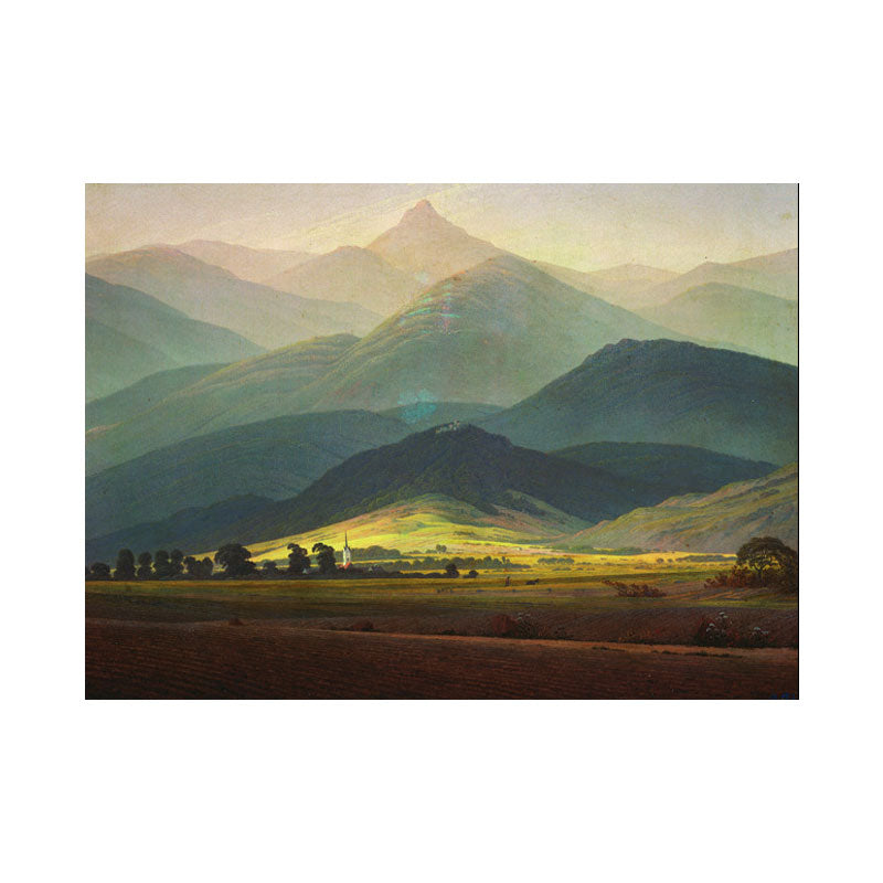 Green Smokey Mountain Layers Canvas Nature Scenery Modern Sitting Room Wall Art Print Clearhalo 'Art Gallery' 'Canvas Art' 'Contemporary Art Gallery' 'Modern' Arts' 1657929