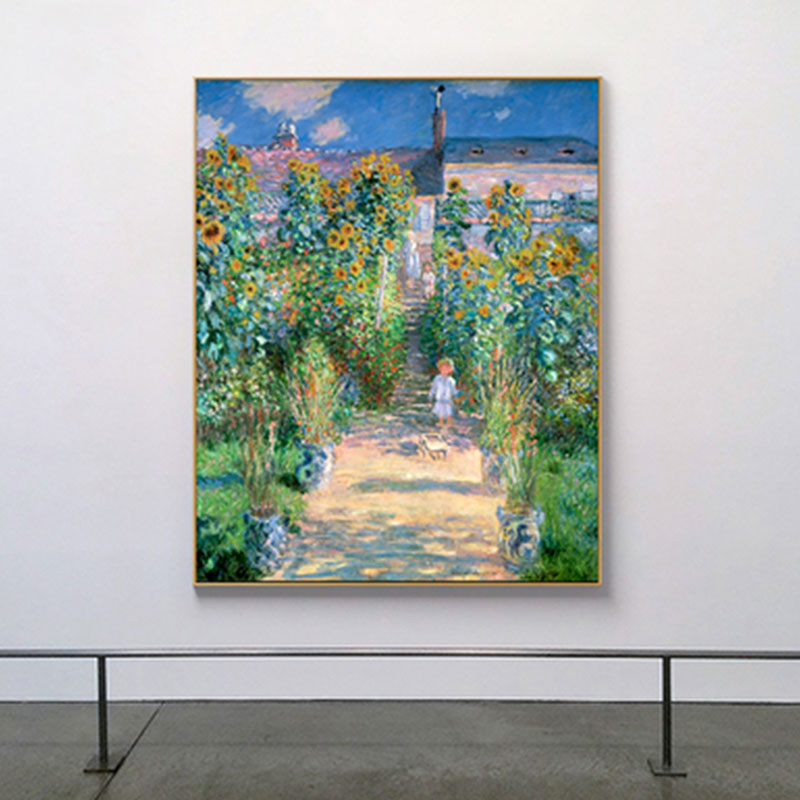 Rustic Monet Wall Art in Green the Artists Garden at Vetheuil Canvas for Home Green Clearhalo 'Art Gallery' 'Canvas Art' 'Country Art Gallery' 'French Country' 'Rustic' Arts' 1657933