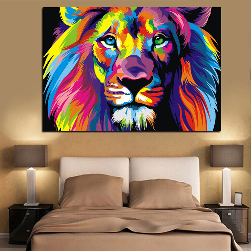 Blue Lion Head Canvas Art for Decoration Steampunk Wall Art Decor Sitting Room, Multiple Sizes Blue Clearhalo 'Art Gallery' 'Canvas Art' 'Kids' Arts' 1658312