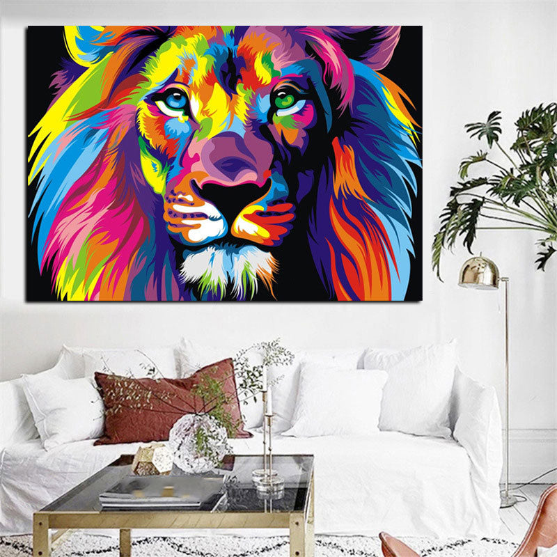 Blue Lion Head Canvas Art for Decoration Steampunk Wall Art Decor Sitting Room, Multiple Sizes Clearhalo 'Art Gallery' 'Canvas Art' 'Kids' Arts' 1658313