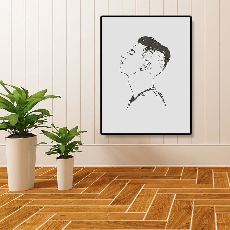 Textured Handsome Boy Portrait Art Canvas Minimalism Wall Art Print for Girls Bedroom Clearhalo 'Art Gallery' 'Canvas Art' 'Contemporary Art Gallery' 'Contemporary Art' 'Minimalism' 'Minimalist Art Gallery' 'Scandinavian' Arts' 1658399