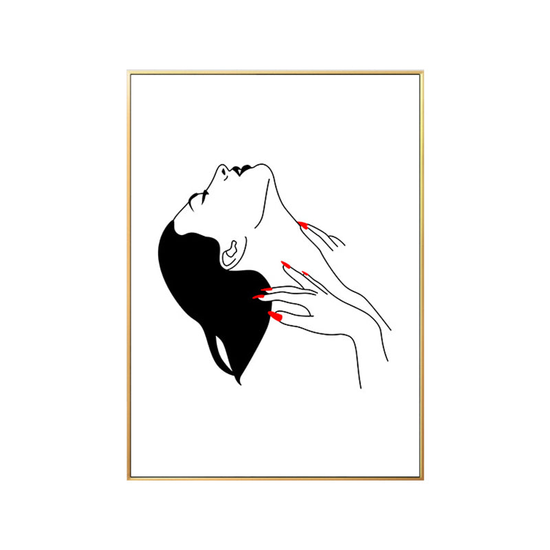 Female Character Portrait Canvas for Guest Room Charcoal Drawings Wall Art Decor Clearhalo 'Art Gallery' 'Canvas Art' 'Contemporary Art Gallery' 'Contemporary Art' 'Minimalism' 'Minimalist Art Gallery' 'Scandinavian' Arts' 1658414