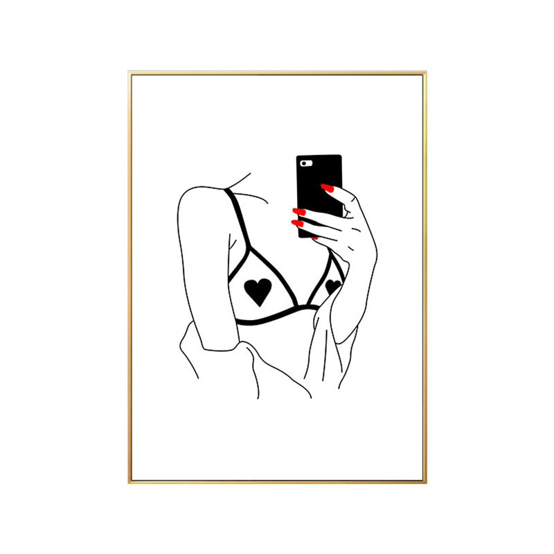 Female Character Portrait Canvas for Guest Room Charcoal Drawings Wall Art Decor Clearhalo 'Art Gallery' 'Canvas Art' 'Contemporary Art Gallery' 'Contemporary Art' 'Minimalism' 'Minimalist Art Gallery' 'Scandinavian' Arts' 1658421