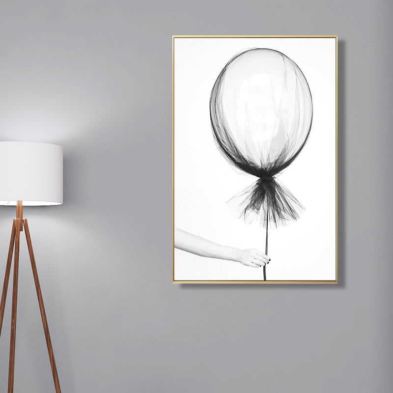 Canvas White Painting Minimalism Style Balloon Pencil Wall Art Decor, Multiple Sizes Clearhalo 'Art Gallery' 'Canvas Art' 'Contemporary Art Gallery' 'Contemporary Art' 'Minimalism' 'Minimalist Art Gallery' 'Scandinavian' Arts' 1658464