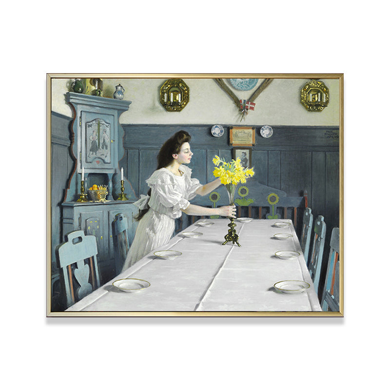 Painting Print Post-Impressionist Canvas Wall Art with Woman Portrait, Soft Color