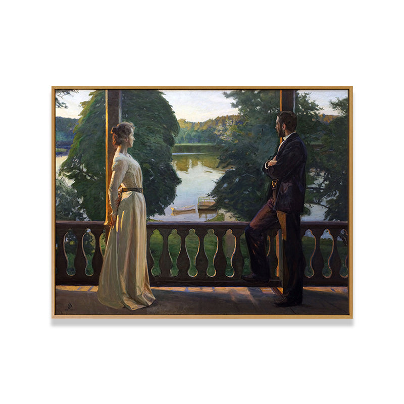 Painting Print Post-Impressionist Canvas Wall Art with Woman Portrait, Soft Color