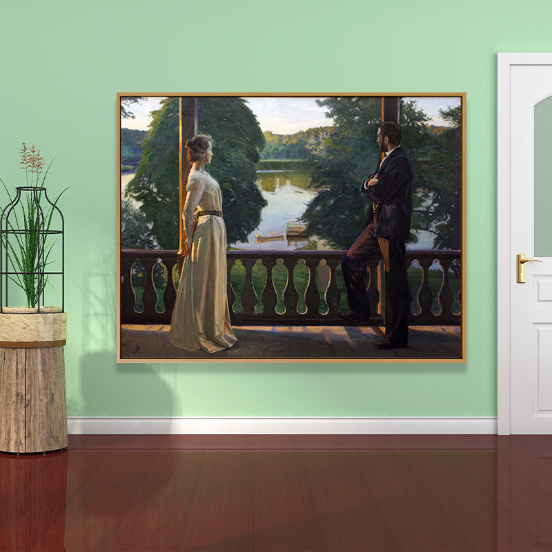Painting Print Post-Impressionist Canvas Wall Art with Woman Portrait, Soft Color
