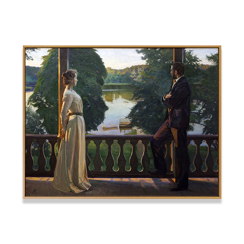 Painting Print Post-Impressionist Canvas Wall Art with Woman Portrait, Soft Color