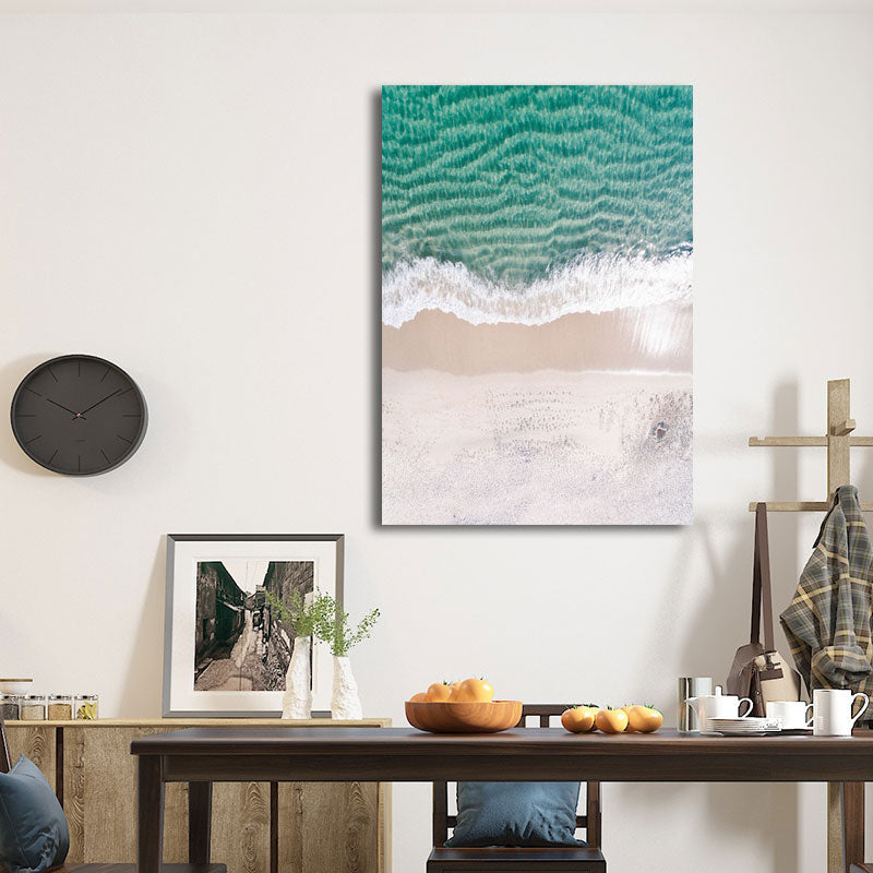 Canvas Blue Wall Decor Tropical Skyline View of Sea Waves Wall Art for Bedroom Blue Clearhalo 'Art Gallery' 'Canvas Art' 'Coastal Art Gallery' 'Nautical' Arts' 1658667
