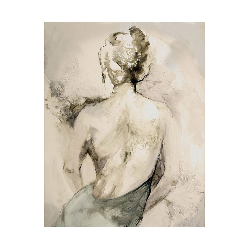 Sexy Woman Back Drawing Canvas Wall Art for Living Room, Yellow, Textured Surface Clearhalo 'Arts' 'Canvas Art' 1658838