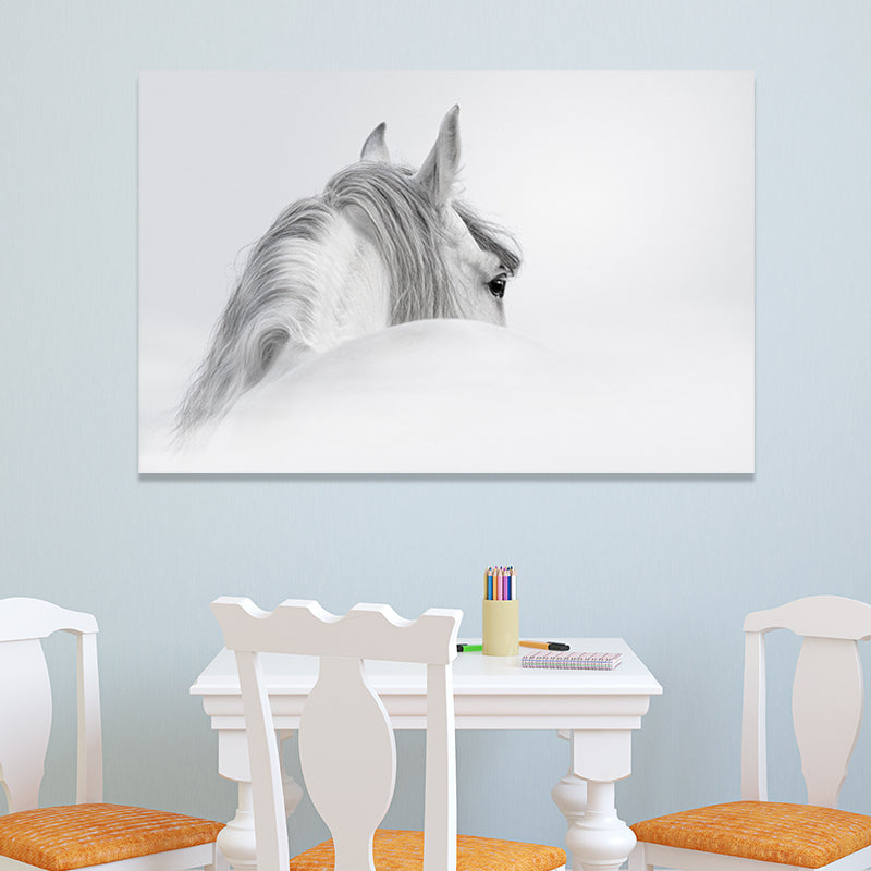 Contemporary Horse Wall Art Light-Color Textured Canvas Print for Dining Room Clearhalo 'Art Gallery' 'Canvas Art' 'Contemporary Art Gallery' 'Modern' Arts' 1658882