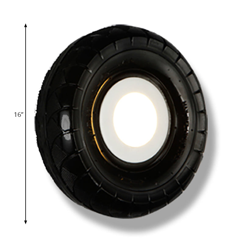 Tyre Metallic Sconce Wall Lighting Farmhouse Style LED Corridor Wall Mount Lighting in Black, 10"/16" Width Clearhalo 'Industrial wall lights' 'Industrial' 'Middle century wall lights' 'Tiffany' 'Wall Lamps & Sconces' 'Wall Lights' Lighting' 165897