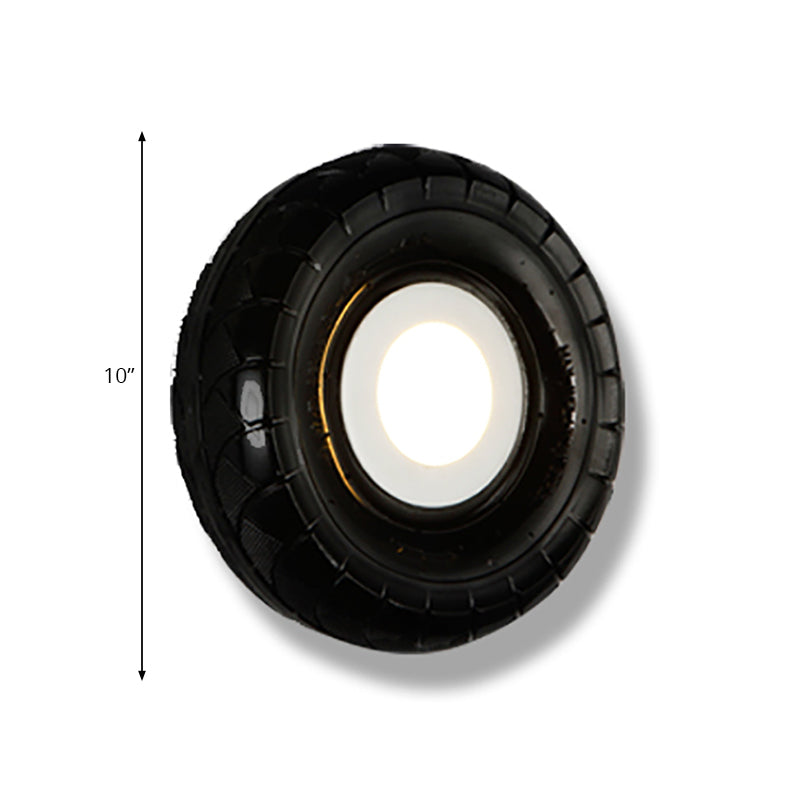 Tyre Metallic Sconce Wall Lighting Farmhouse Style LED Corridor Wall Mount Lighting in Black, 10"/16" Width Clearhalo 'Industrial wall lights' 'Industrial' 'Middle century wall lights' 'Tiffany' 'Wall Lamps & Sconces' 'Wall Lights' Lighting' 165898