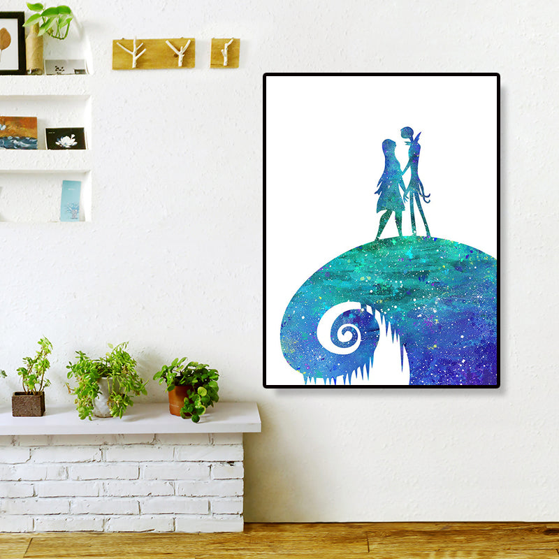 Blue Watercolor Wall Art Print Lovers Minimalism Textured Canvas for Dining Room Clearhalo 'Art Gallery' 'Canvas Art' 'Contemporary Art Gallery' 'Contemporary Art' 'Minimalism' 'Minimalist Art Gallery' 'Scandinavian' Arts' 1658985