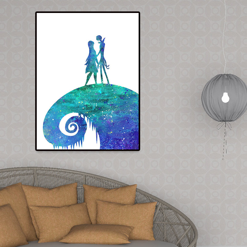Blue Watercolor Wall Art Print Lovers Minimalism Textured Canvas for Dining Room Clearhalo 'Art Gallery' 'Canvas Art' 'Contemporary Art Gallery' 'Contemporary Art' 'Minimalism' 'Minimalist Art Gallery' 'Scandinavian' Arts' 1658986