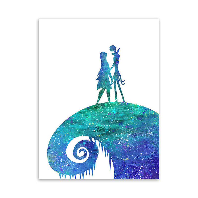 Blue Watercolor Wall Art Print Lovers Minimalism Textured Canvas for Dining Room Clearhalo 'Art Gallery' 'Canvas Art' 'Contemporary Art Gallery' 'Contemporary Art' 'Minimalism' 'Minimalist Art Gallery' 'Scandinavian' Arts' 1658987