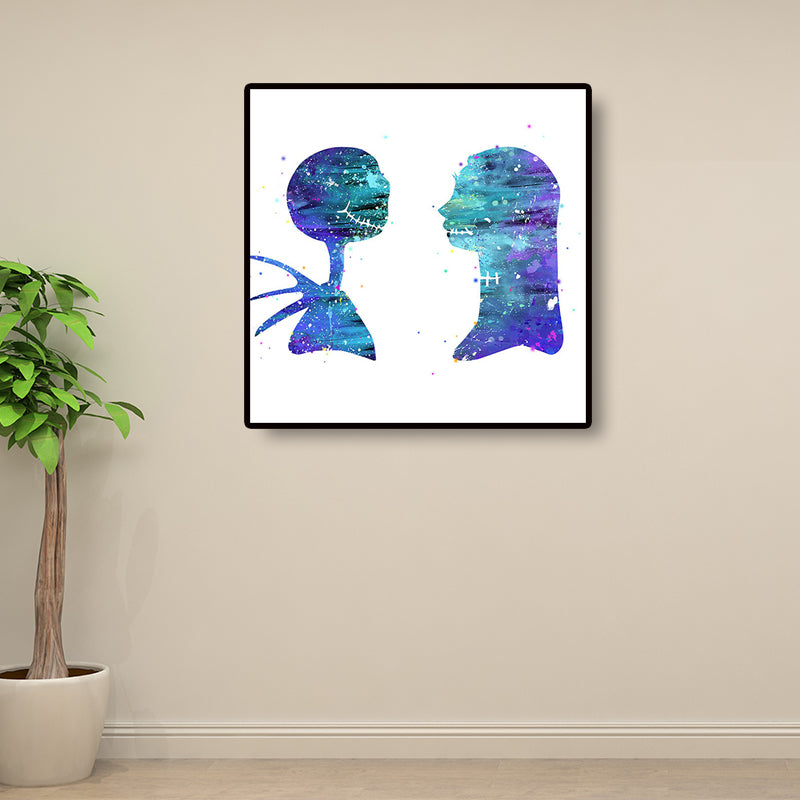 Blue Watercolor Wall Art Print Lovers Minimalism Textured Canvas for Dining Room Blue Design 2 Clearhalo 'Art Gallery' 'Canvas Art' 'Contemporary Art Gallery' 'Contemporary Art' 'Minimalism' 'Minimalist Art Gallery' 'Scandinavian' Arts' 1658991